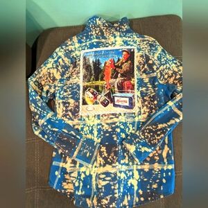 Hamms Beer Distressed Plaid Shirt Angry Minnow Flannel Co Mens‎ MED Button Down